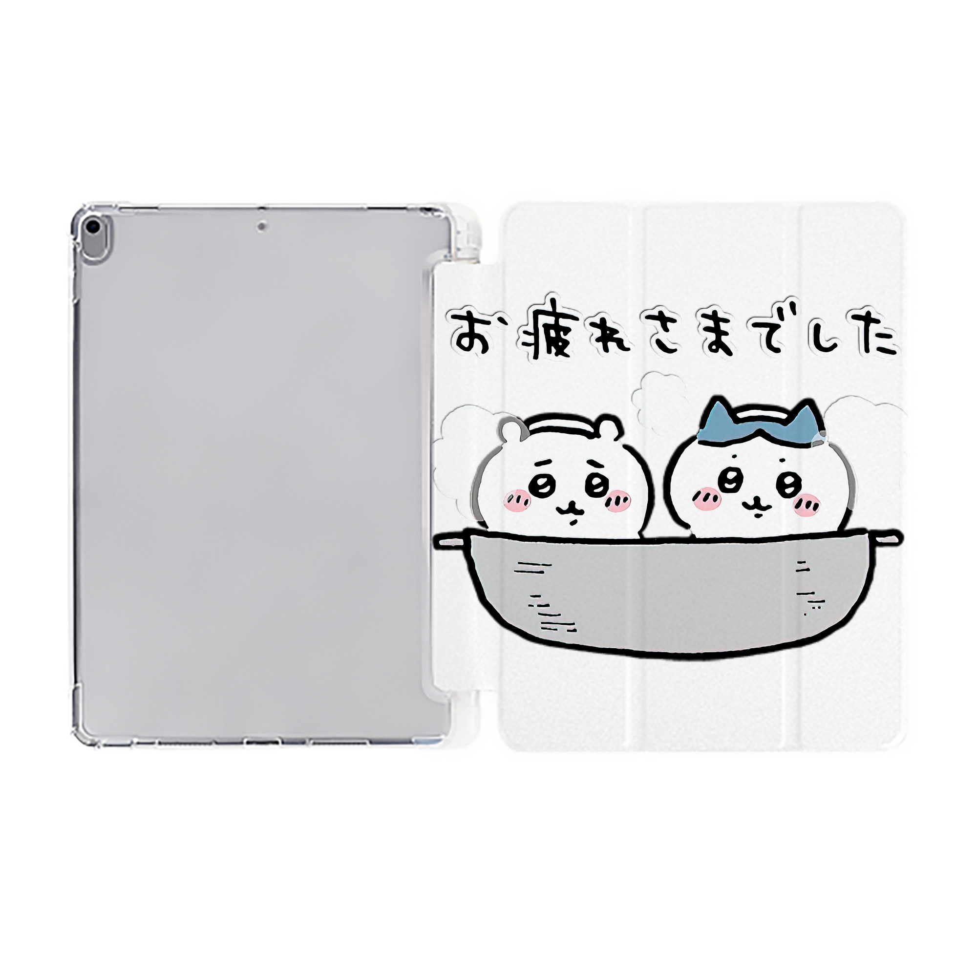 （画像用） ちいかわ ハチワレ Chii-kawa hachiware IPad ケース ペン収納付き 三つ折りスタンド PUレザー×シリコン 対応機種9.5/10.5/10.9インチ